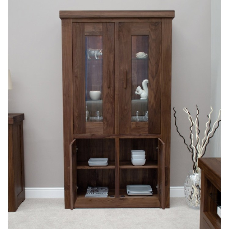 Homestyle Walnut 2 Door Glass Display Unit Oak Furniture House